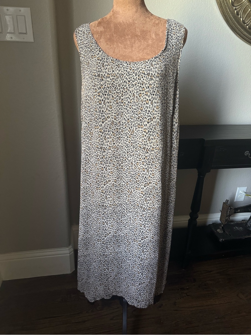 Vintage Robbie Bee Woman 100% Silk Leopard Print Dress Lined 18W Plus Y2K